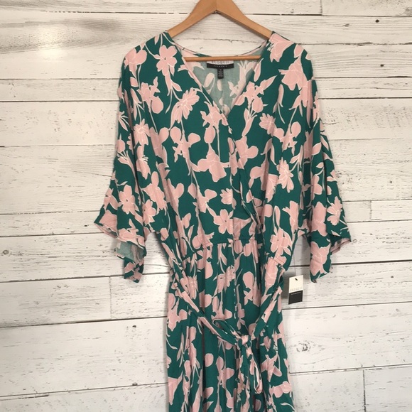 Nwt Eloquii Elements kimono sleeve Jumpsuit green pink floral multiple sizes - Picture 4 of 12